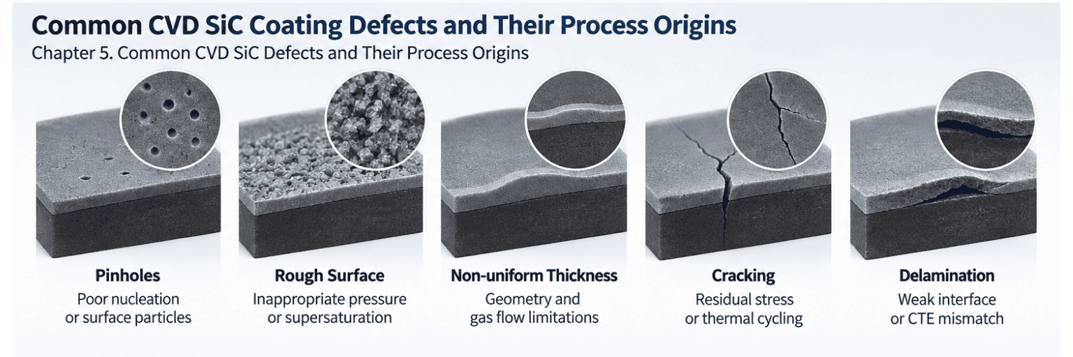 Common CVD SiC Coating Defects and Their Process Origins